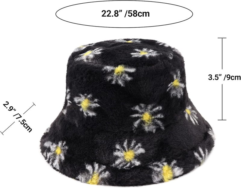 Umeepar Winter Faux Fur Fuzzy Bucket Hat Fluffy Warm Hat for Women Men - Image 5